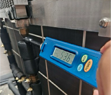 Refrigerant temperature 53.6 °C before the ESP panel